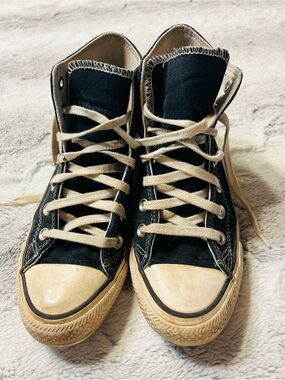 Converse Black High-Top Canvas Sneakers with Cream Accents